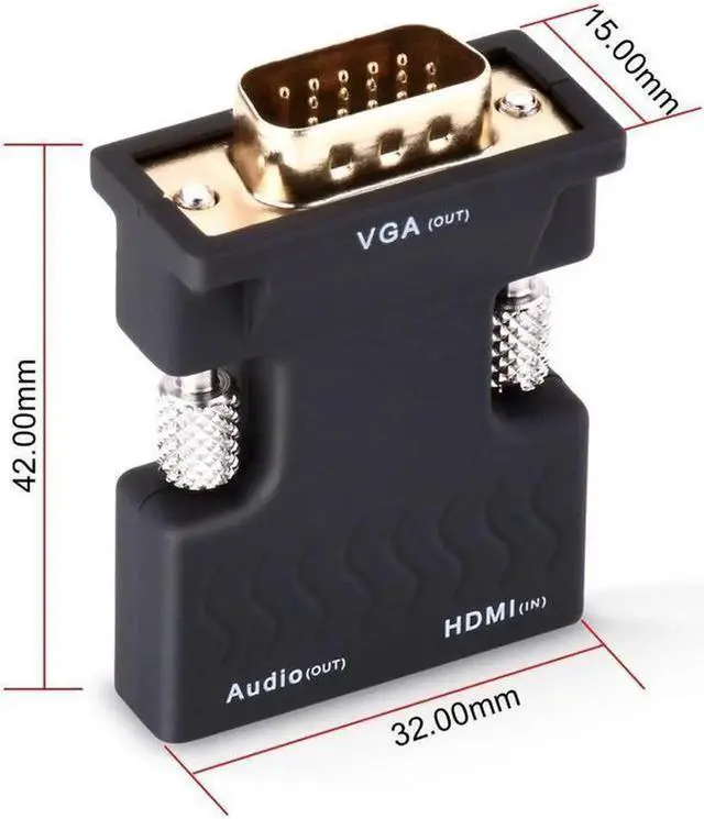 Alt view image 2 of 6 - AOMOPROING HDMI to VGA Converter with Audio, Tendak Gold-Plated 1080P HDMI Female to VGA Male Video Adapter with 3.5mm Stereo Audio for Laptop PC PS3 Xbox STB Blu-ray TV Stick
