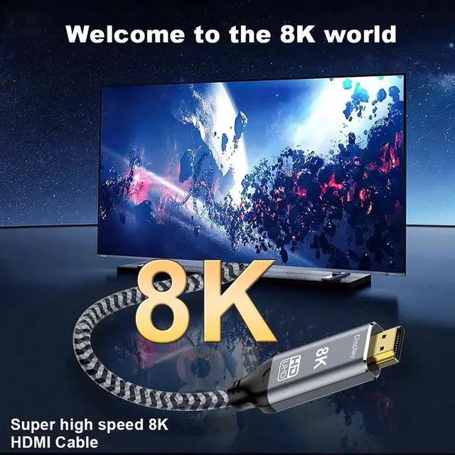 Alt view image 4 of 7 - USB C to HDMI 2.1 Cable 3.3FT, 8K@60Hz 4K@144Hz Thunderbolt 3/4 Compatible with MacBook Pro/Air, iPad Pro, iPhone 15, Supports HDCP 2.3 & HDR10, High Speed 48Gbps for XPS, Galaxy S22, Gaming Monitor