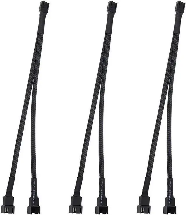 Main image of Aomoproing  Fan Splitter, 3 Pack 4 Pin PWM Fan Splitter Cable 2 Way Sleeved Braided Extension Power Cable 1 to 2 Converter for PC Matherboard, Desktop Computer CPU Fan 10.6 inches