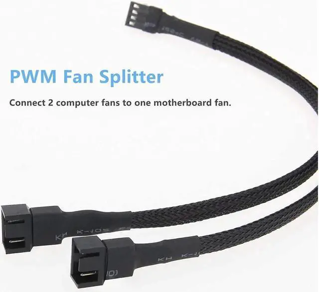 Alt view image 3 of 7 - Aomoproing  Fan Splitter, 3 Pack 4 Pin PWM Fan Splitter Cable 2 Way Sleeved Braided Extension Power Cable 1 to 2 Converter for PC Matherboard, Desktop Computer CPU Fan 10.6 inches
