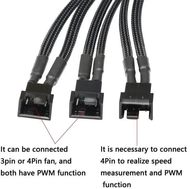 Alt view image 5 of 6 - Aomoproing SATA to 3 Pin 4 Pin PWM Fan Adapter Splitter Hub for 12V Desktop Computer Cooler Case Fans, 2 Pieces Packing