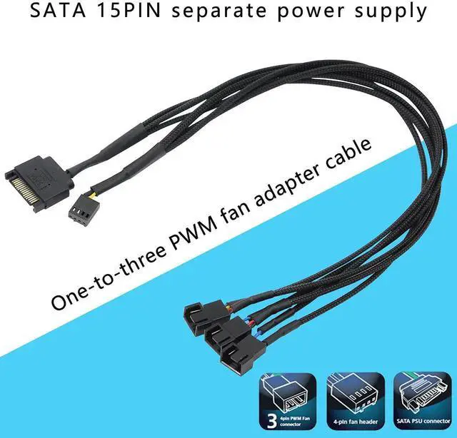 Alt view image 4 of 6 - Aomoproing SATA to 3 Pin 4 Pin PWM Fan Adapter Splitter Hub for 12V Desktop Computer Cooler Case Fans, 2 Pieces Packing