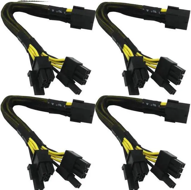 Main image of Aomoproing 18 Gauge 8-Pin Female to Dual 8 Pin (6+2) Male 30.5 cm (12-inch) 18 AWG PCI-E GPU Miner Graphics Video Card VGA Sleeved Braided Woven Extension Power Cable Splitter Black Swan Mining 4/Pack