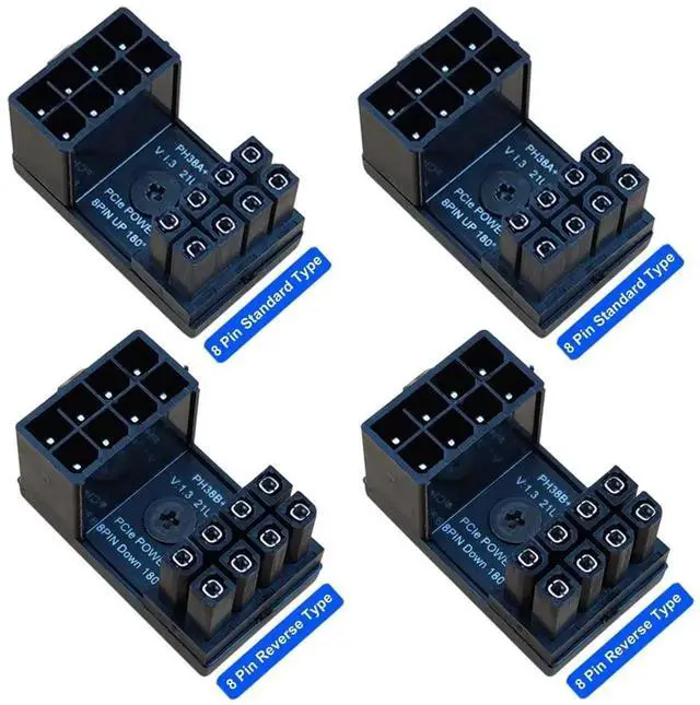 Alt view image 3 of 4 - Aomoproing 8 Pin 180 Degree Adapter, GPU VGA PCIe 8 Pin U Turn 180 Degree Angle Connector Power Adapter Board for Desktop Graphics Card 4pcs
