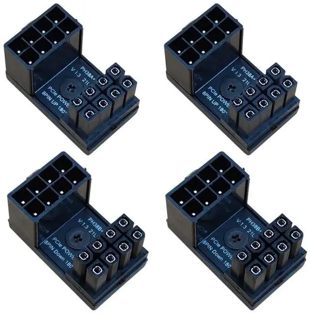 Main image of Aomoproing 8 Pin 180 Degree Adapter, GPU VGA PCIe 8 Pin U Turn 180 Degree Angle Connector Power Adapter Board for Desktop Graphics Card 4pcs