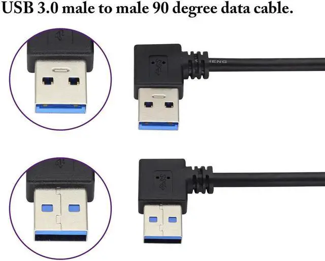 Alt view image 3 of 7 - Aomoproing 2 Pack Left & Right Angle USB 3.0 A Cable 90 Degree USB 3.0 Type A Male Transferring Data and Charging Extension Cable for Hard Drive,Printers,Modems,Mouse,Laptop Cooler(0.3M/1ft-Black)