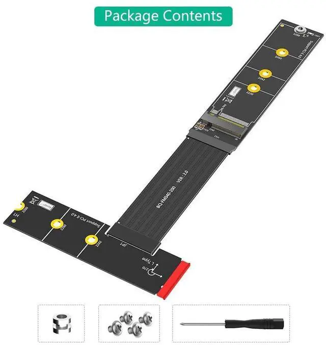 Alt view image 6 of 7 - Aomoproing  Upgrade Version 270 Degree NGFF M.2 M-Key NVME SSD Extension Cable(Length20cm)