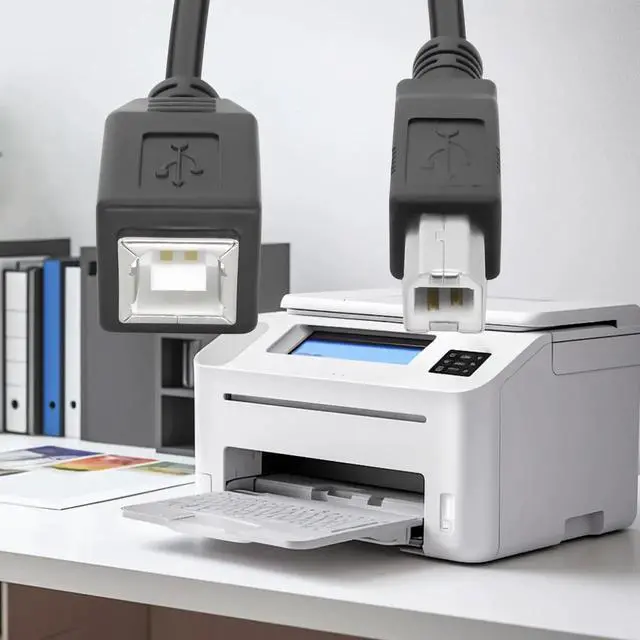 Alt view image 6 of 7 - Aomoproing USB 2.0 Type-B Printer Extension Cable USB-B Male to Female Print and Data Transfer Cable Cord Printer Short Extension Wire for Scanner Fax HDD and More -25CM/98.INCH 2PCS