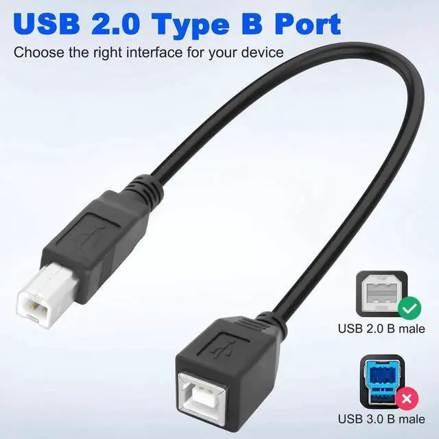 Alt view image 7 of 7 - Aomoproing USB 2.0 Type-B Printer Extension Cable USB-B Male to Female Print and Data Transfer Cable Cord Printer Short Extension Wire for Scanner Fax HDD and More -25CM/98.INCH 2PCS