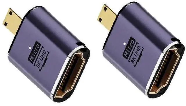 Main image of AOMOPROING 8K@60Hz Micro HDMI 2.1 to HDMI 2.1 Adapter 2 Pack, 3D 48Gbps Bidirectional Converter, Male to Female Extender Connector Coupler for Xbox Switch HDTV PS5/4, Support 4K@120Hz Dynamic HDR