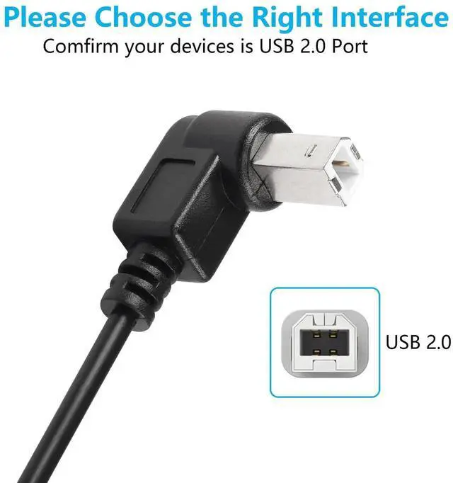 Alt view image 5 of 6 - Aomoproing 2 Pack 11.8 inch USB B to Type C Male Printer Cable, Right Angled, for Printer, MIDI Controller, Scanner, Digital Piano, DJ Controller Cable (UP+Down)