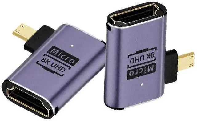Main image of AOMOPROING 8K@60Hz Micro HDMI 2.1 to HDMI 2.1 Adapter 2 Pack, 3D 48Gbps Bidirectional Converter, Male to Female Right Angle Extender Connector Coupler for Xbox Switch HDTV PS5/4, Dynamic HDR