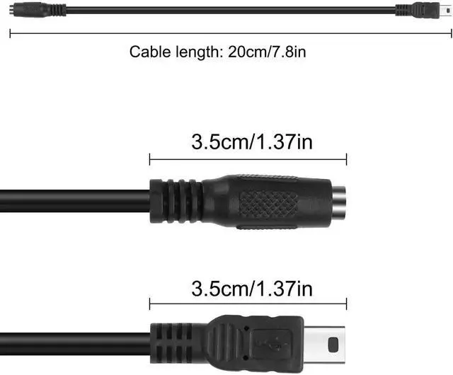 Alt view image 7 of 7 - Aomoproing DC 5.5 * 2.1mm to Mini USB Power Adapter Connector Charging Cable DC 5521 Female to Mini USB 5 Pin Male Power Supply Extension Cable for Camera,Small Fan,MP3MP4,etc - 20CM/7.8IN 2PCS