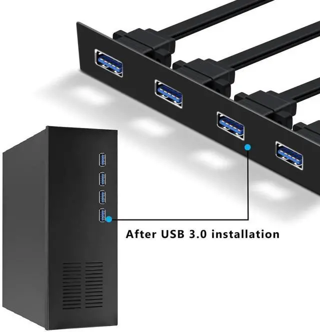 Alt view image 4 of 6 - Aomoproing USB 3.0 Front Panel Cable Extension with Panel Mount Holes 5Gbps Motherboard 19/20pin Header Splitter to 2 USB Female (80 cm)