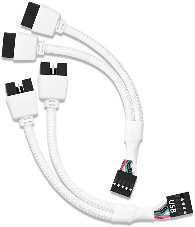 Main image of Aomoproing USB Header Splitter, Motherboard 9 Pin USB 2.0 to Dual 9 Pin Extension Header Cable for PC Computer Internal Motherboard USB Hub White (Pack of 2)