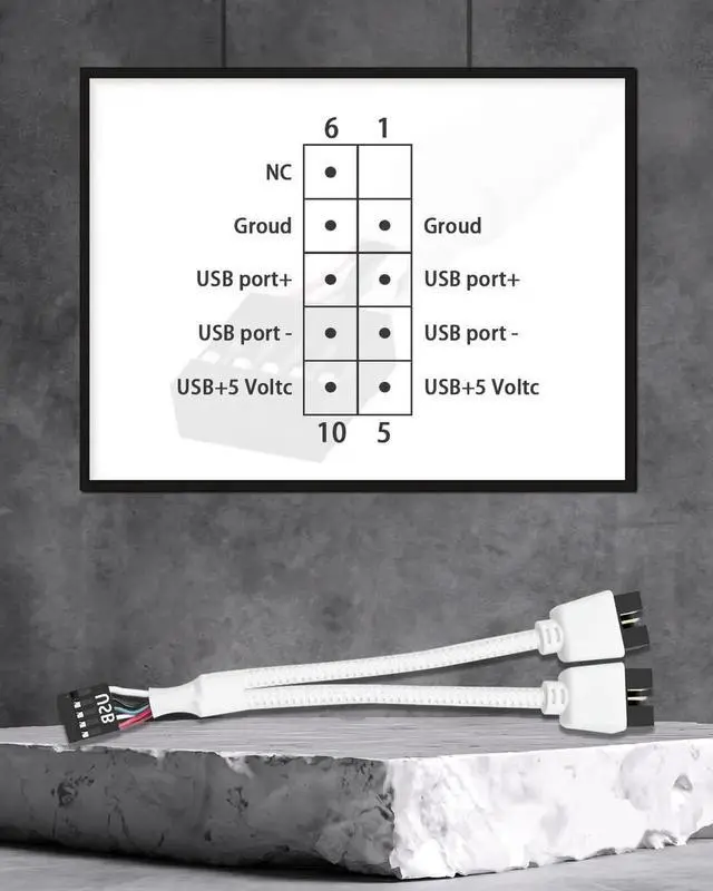 Alt view image 7 of 7 - Aomoproing USB Header Splitter, Motherboard 9 Pin USB 2.0 to Dual 9 Pin Extension Header Cable for PC Computer Internal Motherboard USB Hub White (Pack of 2)