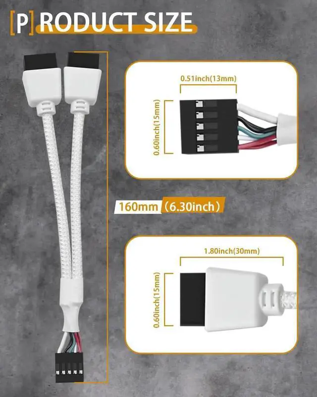 Alt view image 6 of 7 - Aomoproing USB Header Splitter, Motherboard 9 Pin USB 2.0 to Dual 9 Pin Extension Header Cable for PC Computer Internal Motherboard USB Hub White (Pack of 2)