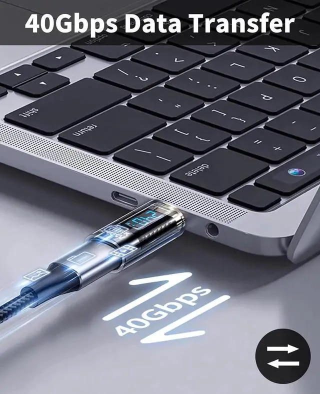 Alt view image 3 of 7 - Aomoproing 240W USB C Extension Adapter Power Meter Tester, USB C Male to USB C Female Adapter with Wattage LED Digital Display, for iPhone 15, USB-C Cables/Devices (2 Pack-Transparent)