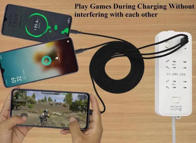 Alt view image 5 of 7 - 4Ft/2Pack Micro USB Multi Charging Cable 3 in 1 Fast Charging Cord 2A USB 2.0 A Male to Three Micro USB Male Y Splitter Charge Cord for Smart Phones&Any Micro USB Powered Device(Black-3Micro)