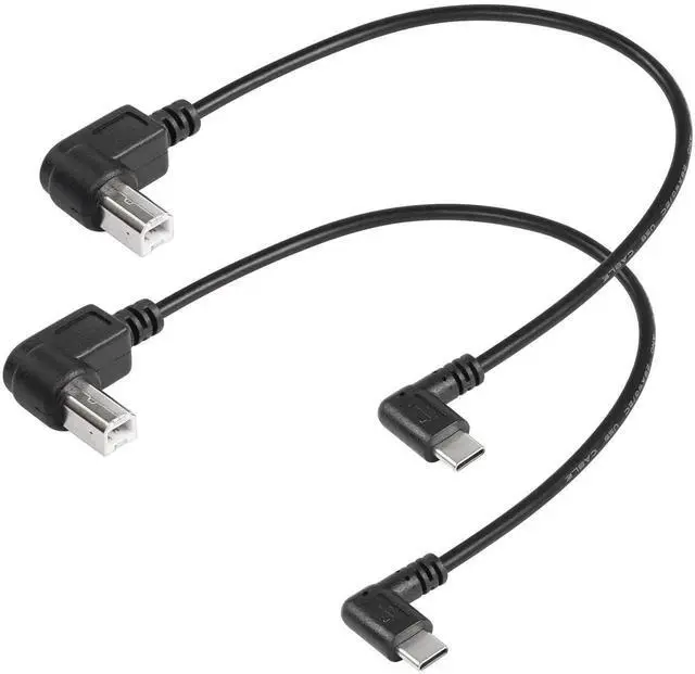 Main image of Aomoproing 2 Pack USB C Printer Cable - 11.8 inch USB B Male to USB C Male - Right Angled for Printer, MIDI Controller, Scanner, Digital Piano, DJ Controller