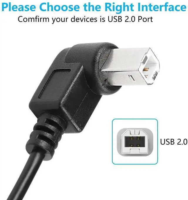 Alt view image 3 of 6 - Aomoproing 2 Pack USB C Printer Cable - 11.8 inch USB B Male to USB C Male - Right Angled for Printer, MIDI Controller, Scanner, Digital Piano, DJ Controller