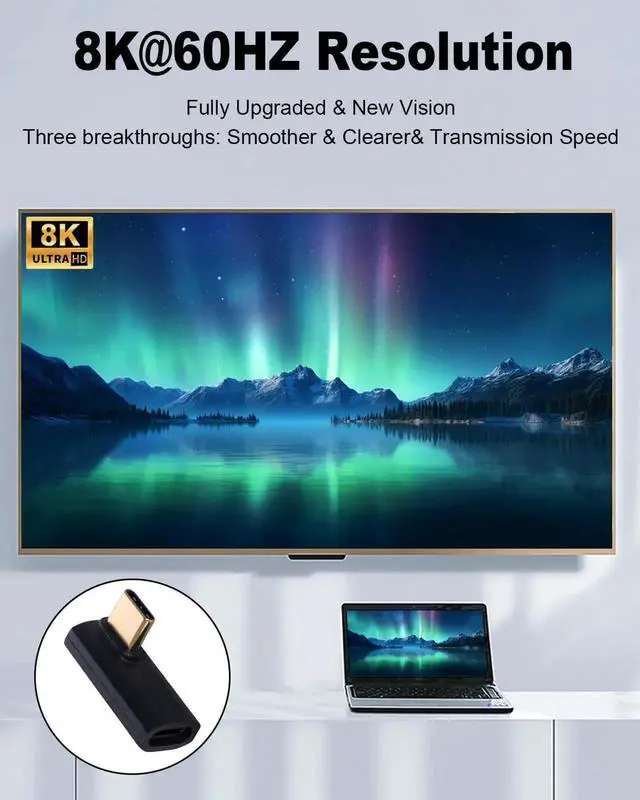 Alt view image 6 of 7 - Aomoproing 240W PD USB C 90 Degree Male to Female Adapter - 40Gbps, Right Angle Extender for Steam Deck, Thunderbolt 4/3, MacBook, iMac, iPad - 2 Pack