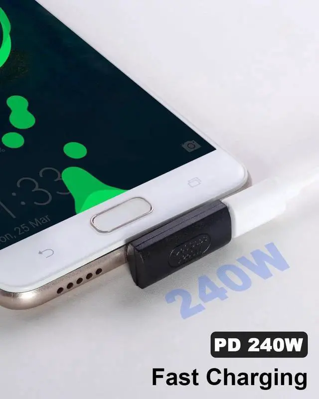 Alt view image 3 of 7 - Aomoproing 240W PD USB C 90 Degree Male to Female Adapter - 40Gbps, Right Angle Extender for Steam Deck, Thunderbolt 4/3, MacBook, iMac, iPad - 2 Pack