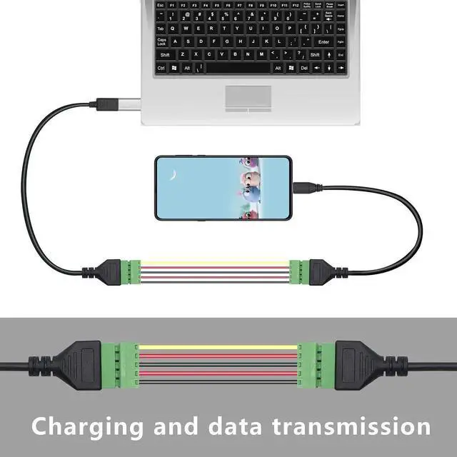 Alt view image 3 of 7 - Aomoproing USB C Terminal, Type C Male Screw Terminal Block Connector Solderless Pluggable 5P Block Extension Cord Transfer Data & Charging for Type-C Interface Devices (USB C Male)