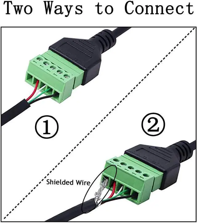 Alt view image 4 of 7 - Aomoproing USB C Terminal, Type C Male Screw Terminal Block Connector Solderless Pluggable 5P Block Extension Cord Transfer Data & Charging for Type-C Interface Devices (USB C Male)