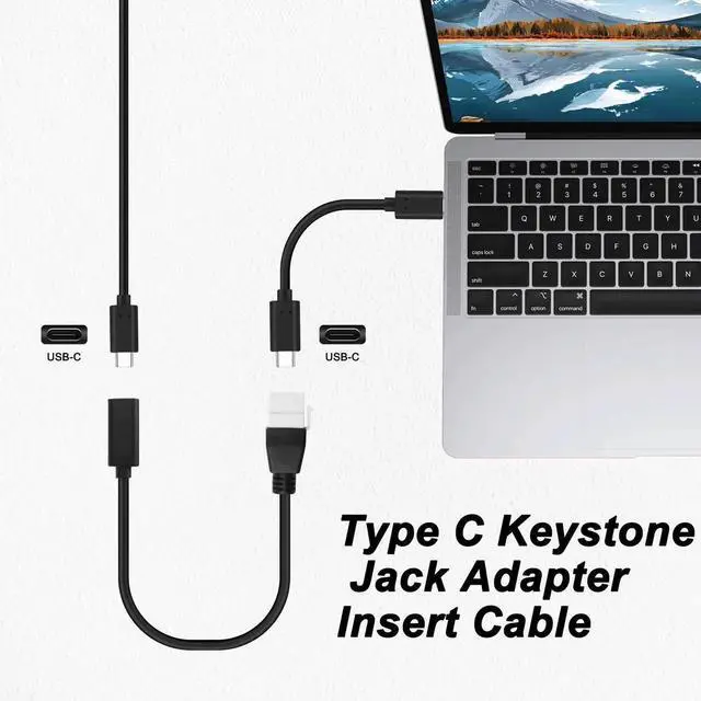 Alt view image 2 of 7 - Aomoproing USB-C Keystone Jack Adapter - 10 Gbps Type-C Female to Type C Keystone Female Insert - High Speed Charging Extension Cable for Wall Plate Outlet Panel - 20CM/7.8INCH
