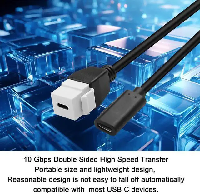 Alt view image 4 of 7 - Aomoproing USB-C Keystone Jack Adapter - 10 Gbps Type-C Female to Type C Keystone Female Insert - High Speed Charging Extension Cable for Wall Plate Outlet Panel - 20CM/7.8INCH