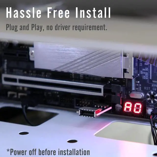 Alt view image 3 of 7 - Aomoproing USB2.0 Internal Header (9-Pin) to USB3.1/3.2 Type-C (20-Pin) A-Key Front Panel 180 Degrees Adapter, Extend USB Type E Ports to PCs Front Panel USB Ports