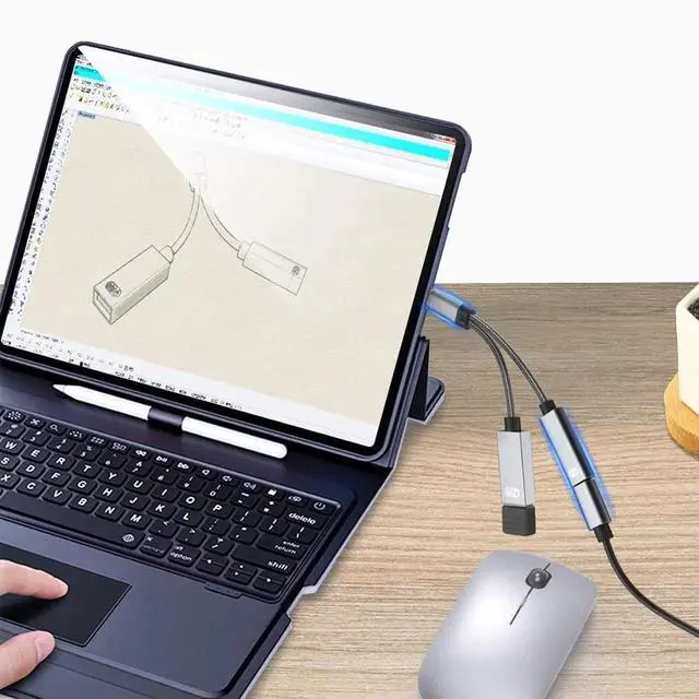Alt view image 7 of 7 - Aomoproing 2-in-1 USB Type C to USB Adapter (OTG Cable + Power Cable) for Steam Deck, Switch, Chromecast Google TV, MacBook, iPad, 3D Printer, Samsung Galaxy S20 S21 S22, Google Pixel and More - Gray