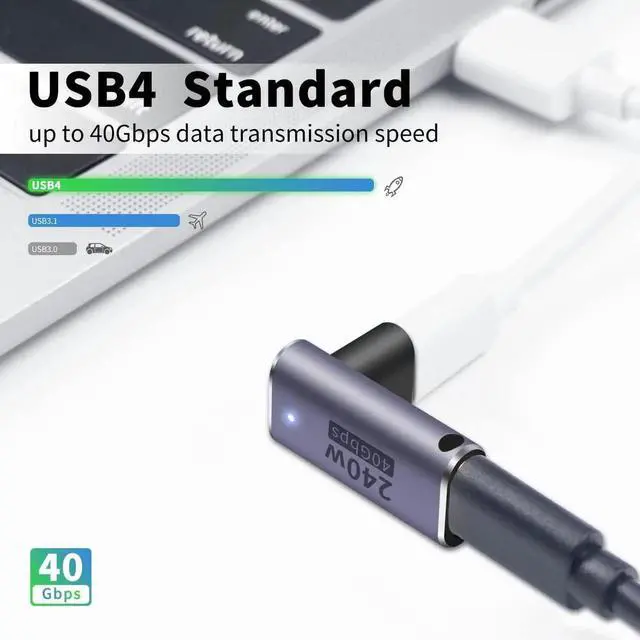 Alt view image 2 of 7 - Aomoproing 240W USB C Coupler Female to Female, 40Gbps USB C Coupler, 90 Degree L Shape Type C Extender Support 8K Video Output for MacBook, ipad, Thunbderbolt 4/3