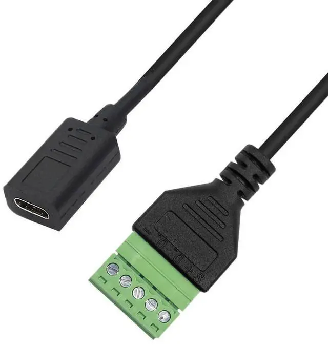 Alt view image 3 of 5 - Aomoproing USB C Terminal,USB Type C Female to 5 Pins Screw Terminal Solderless Charging and Data Transfer Converter Adapter Extension Cord 1Ft(Type C Female)