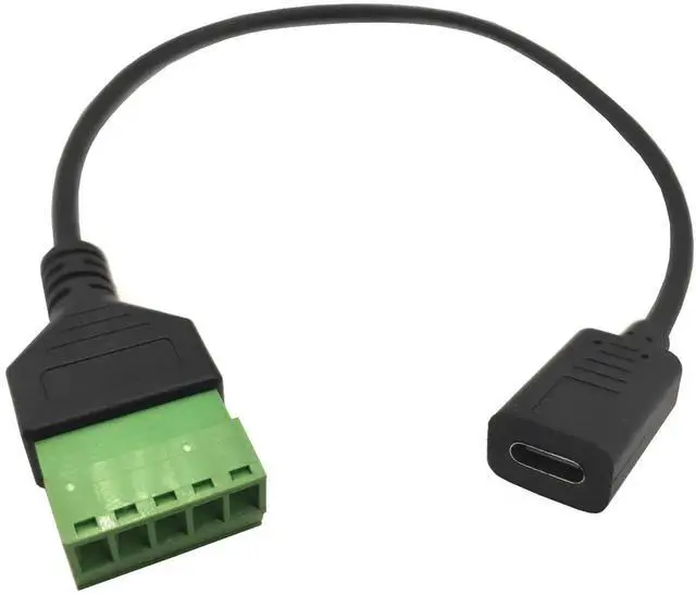 Alt view image 2 of 5 - Aomoproing USB C Terminal,USB Type C Female to 5 Pins Screw Terminal Solderless Charging and Data Transfer Converter Adapter Extension Cord 1Ft(Type C Female)