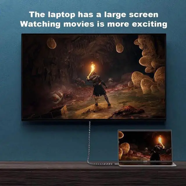 Alt view image 2 of 7 - USB C to HDMI 2.1 Cable 6.6FT, 8K@60Hz 4K@144Hz Thunderbolt 3/4 Compatible with MacBook Pro/Air, iPad Pro, iPhone 15, Supports HDCP 2.3 & HDR10, High Speed 48Gbps for XPS, Galaxy S22, Gaming Monitor