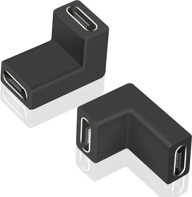 Main image of Aomoproing 90 Degree USB C Female to Female Adapter, 10GBbps USB C Coupler Adapter, Right Angle Type C 3.1 Connector Support Fast Charging and Data Transfer for Laptop, Phone (2 Pack)