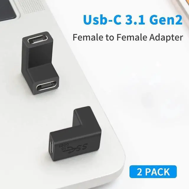Alt view image 4 of 7 - Aomoproing 90 Degree USB C Female to Female Adapter, 10GBbps USB C Coupler Adapter, Right Angle Type C 3.1 Connector Support Fast Charging and Data Transfer for Laptop, Phone (2 Pack)