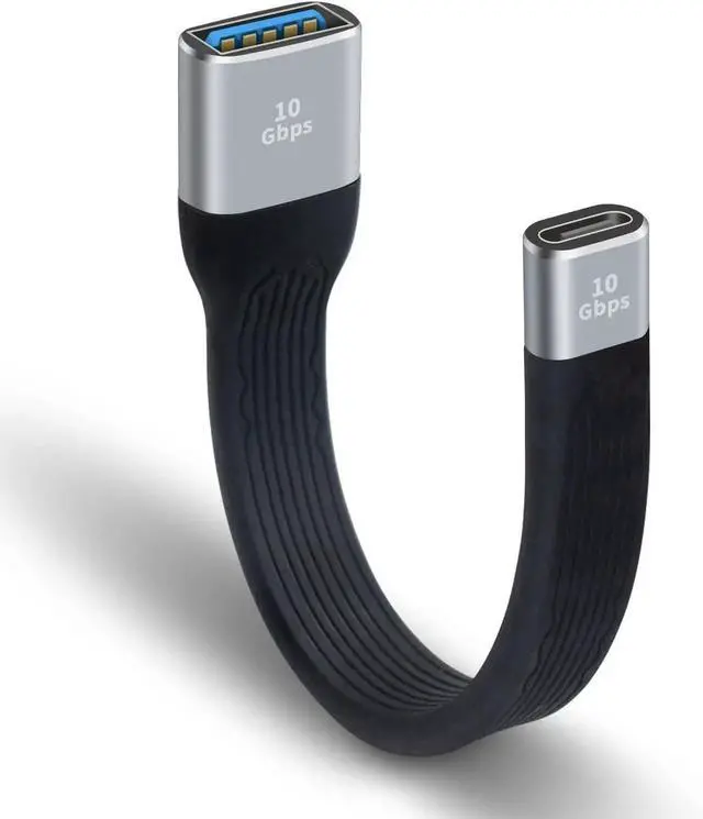 Main image of AOMOPROING USB C Female to USB Female Adapter, USB 3.1 Type C to Type A Extender Cable, 10Gbps Data Transfer, Soft Flat Design, Compatible with iPhone, MacBook, Power Bank, Galaxy,13cm