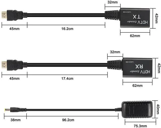 Alt view image 6 of 6 - AOMOPROING HDMI Extender,HDMI Male to RJ45 Network LAN Extender 60m Converter Repeater Over Cat 5e / 6e 1080p up to 60m Extender for HDTV HDPC 4K 2K (197ft)-Need to Adjust Transmission Distance