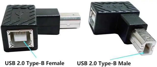 Alt view image 7 of 7 - Aomoproing 90 Degree USB 2.0 Type B Printer Adapter,USB 2.0 B Male to Type B Female Down Angle Print and Data Transfer Extension Connector for Printer Scanner Fax HDD 2 pcs