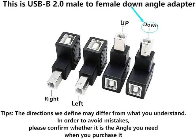 Alt view image 4 of 7 - Aomoproing 90 Degree USB 2.0 Type B Printer Adapter,USB 2.0 B Male to Type B Female Down Angle Print and Data Transfer Extension Connector for Printer Scanner Fax HDD 2 pcs