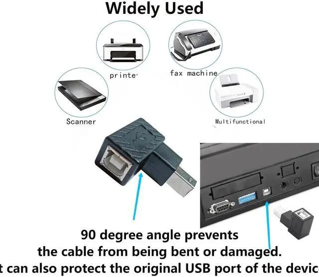 Alt view image 3 of 7 - Aomoproing 90 Degree USB 2.0 Type B Printer Adapter,USB 2.0 B Male to Type B Female Down Angle Print and Data Transfer Extension Connector for Printer Scanner Fax HDD 2 pcs