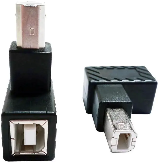 Main image of Aomoproing 90 Degree USB 2.0 Type B Printer Adapter,USB 2.0 B Male to Type B Female Down Angle Print and Data Transfer Extension Connector for Printer Scanner Fax HDD 2 pcs