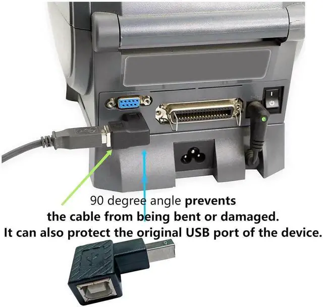 Alt view image 2 of 7 - Aomoproing 90 Degree USB 2.0 Type B Printer Adapter,USB 2.0 B Male to Type B Female Down Angle Print and Data Transfer Extension Connector for Printer Scanner Fax HDD 2 pcs
