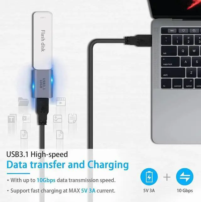 Alt view image 6 of 6 - AOMOPROING USB C to A Adapter 10Gbps, USB C Female to USB A Female Adapter 3.1 Gen2, Double-Side Transmission Type C to Type A Converter Compatible with iPhone, MacBook Pro, Galaxy, 1-Pack