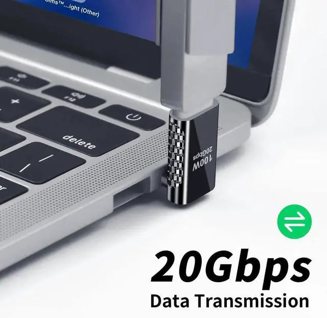 Alt view image 2 of 6 - Aomoproing USB C Right Angle Adapter 20Gbps, 90 Degree USB C Adapter Male to Female Extender Adapter, Zinc Alloy Material Support PD100W Fast Charger for MacBook Pro, Mobile Phone, Tablet (2 Pack)