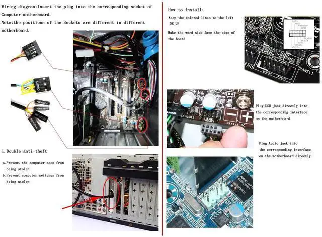 Alt view image 2 of 5 - Aomoproing Desktop Computer Case Switch,Reset HDD Button Switch with Dual USB Ports,Power Button,Audio Ports for Desktop PC Case