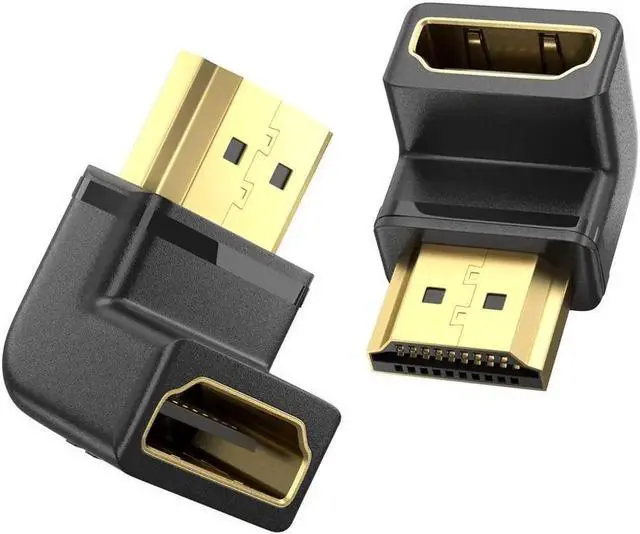 Main image of AOMOPROING 8K HDMI Extension Adapter, 2 Pack 90 Degree Right Angle HDMI 2.1 Male to Female Extender Adapter, Support 8K@60Hz, 4K@144Hz, 2K@240Hz, HDR, eARC for Roku, PS4, PS5, HDTV, Xbox